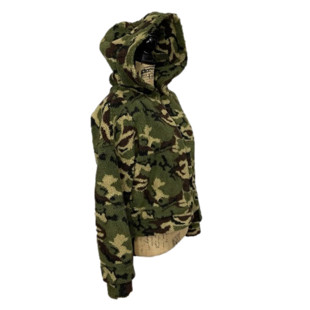 AUDREY Teddy Bear Sherpa HoodedArmy Camo  Jacket NWT - Picture 9 of 12